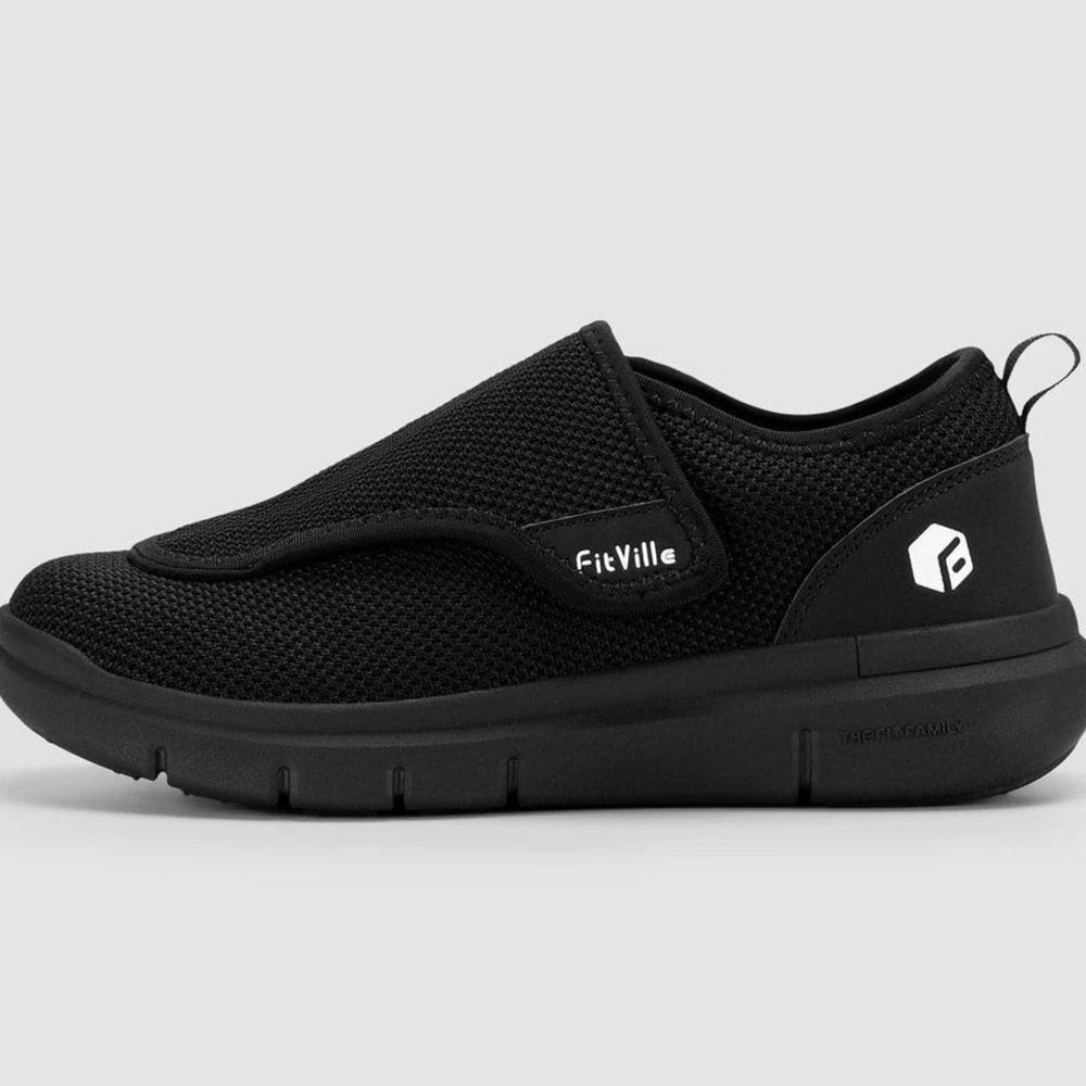 Fitville Men's EasyTop Wings V2 Black Sneakers NWOT size 9.5W